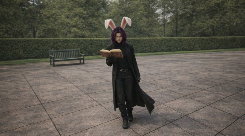 Sousuke studying magic while walking, absorbed in a book as he moves